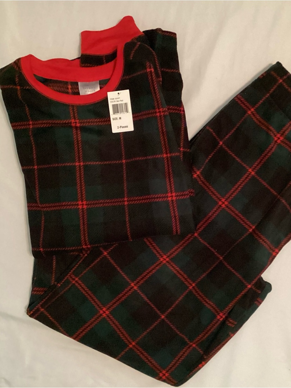 Berkeley Jensen NWT Men’s 2-Pc Glen Plaid Holiday Sleepwear Lounge PJ Set Size M